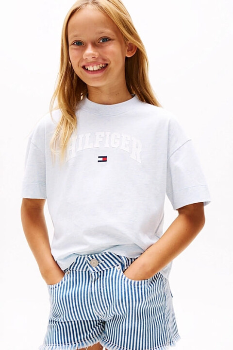 Kız Çocuk Th Varsity Melange Archive T-Shirt - Mavi - Tommy Hilfiger