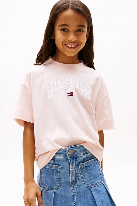 Kız Çocuk Th Varsity Melange Archive T-Shirt - Pudra - Tommy Hilfiger