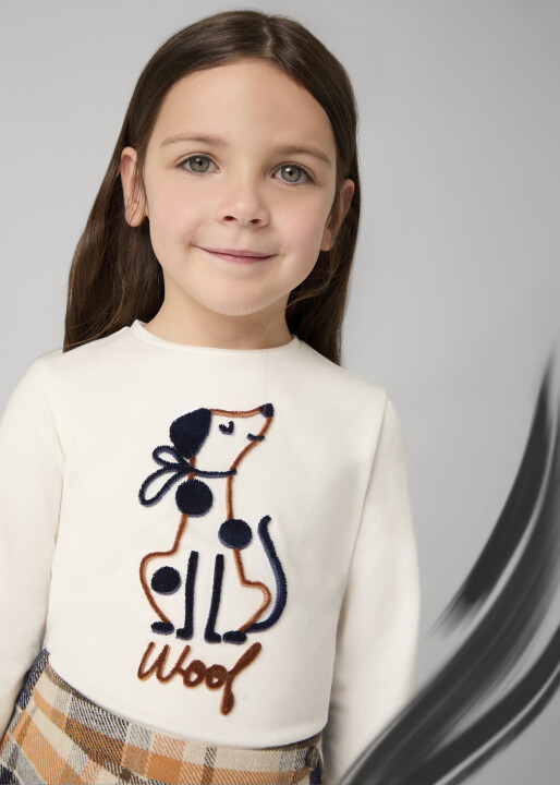 Kız Çocuk Uzun Kollu T-shirt - Beyaz 
