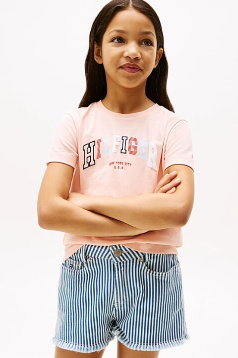 Kız Çocuk Varsity T-Shirt - Pudra - Tommy Hilfiger