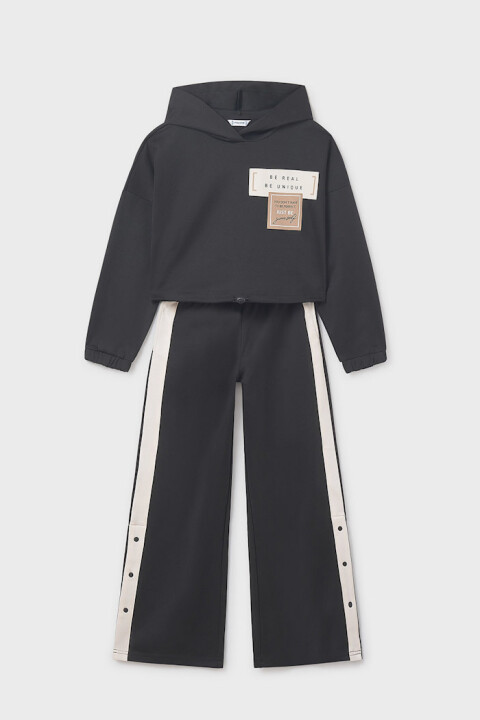 Kız Çocuk Yanları Çıtçıtlı Crop Eşofman Takımı - Siyah - Mayoral