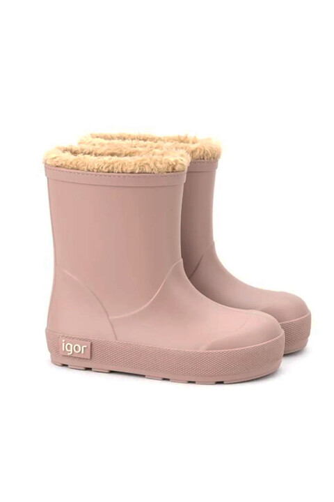 Kız Çocuk Yogi Borreguito İçi Kürklü Su Geçirmez Kısa Yağmur Çizmesi - Pudra 