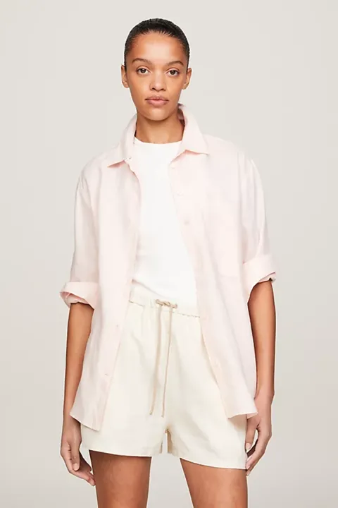 Kadın Th Cepli Gömlek - Pudra - Tommy Hilfiger