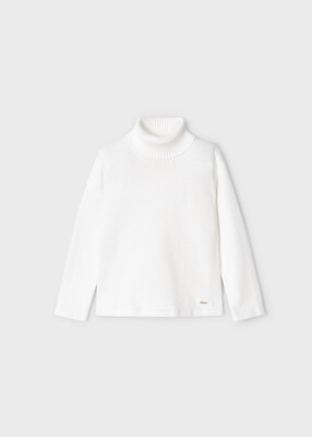 Kız Çocuk Balıkçı Yaka Kazak-Krem 