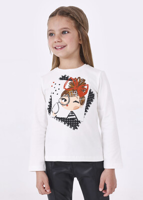 Kız Çocuk Baskılı Uzun Kollu Tişört 