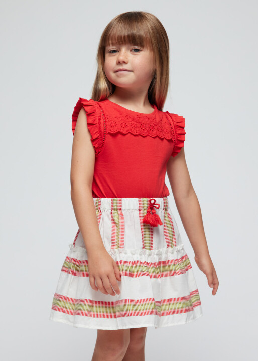 Kız Çocuk Çizgili Etek-Kırmızı - Mayoral
