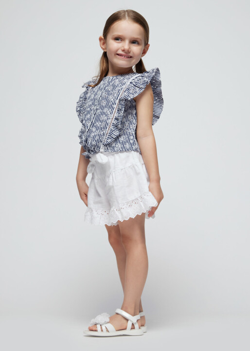 Kız Çocuk Çizgili Gömlek-Lacivert - Mayoral
