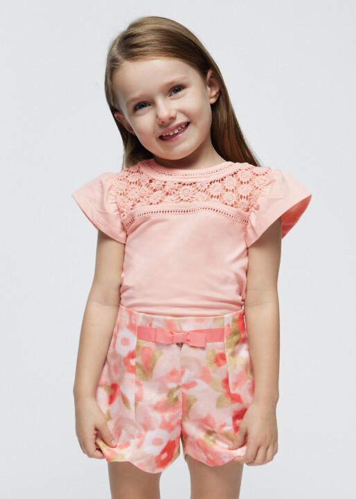 Kız Çocuk Desenli Şort-Krem - Mayoral