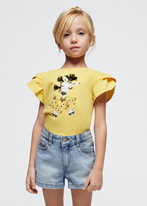 Kız Çocuk Kot Şort-Mavi 