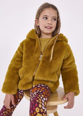 Kız Çocuk Peluş Mont-Sarı 