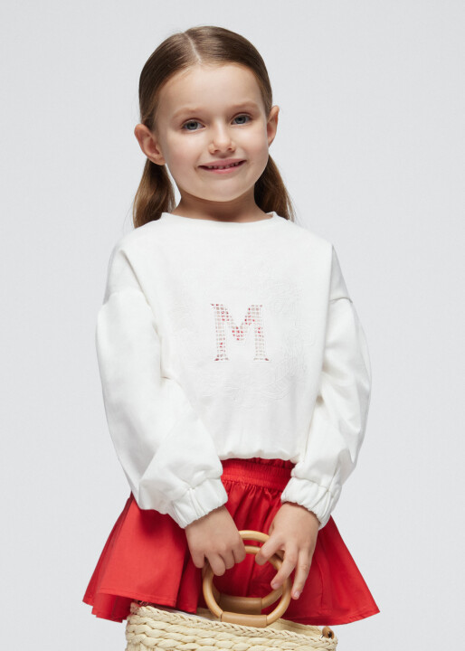 Kız Çocuk Sweatshirt-Krem 