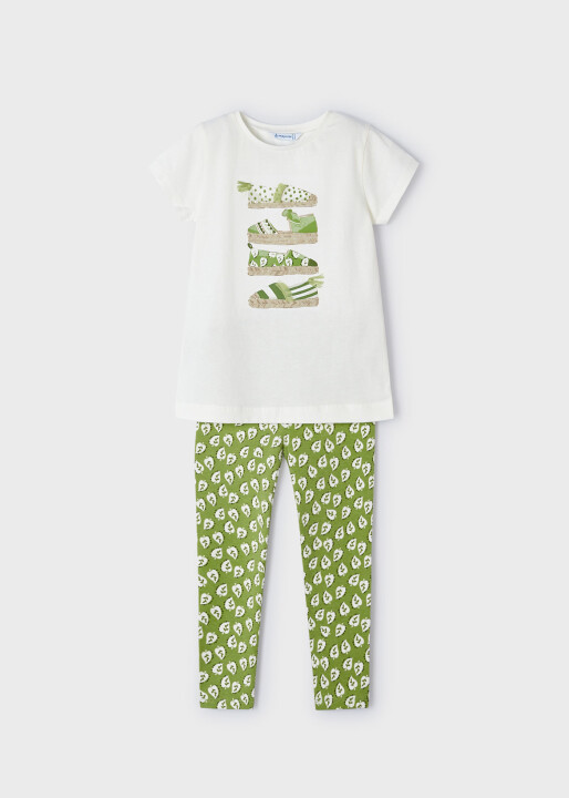 Kız Çocuk Tişört Tayt Set-Krem 