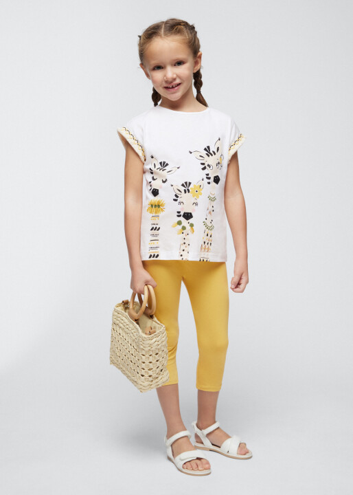 Kız Çocuk Tişört Tayt Set-Sarı 