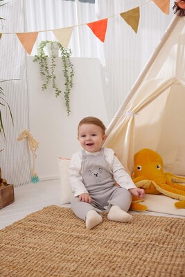 Bebek Salopet Set-Gri 