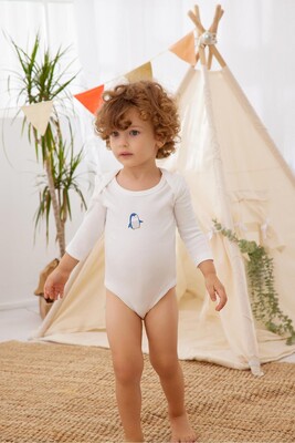 Erkek Bebek 2Li Uzun Kollu Body-Mavi-Beyaz - Minycenter