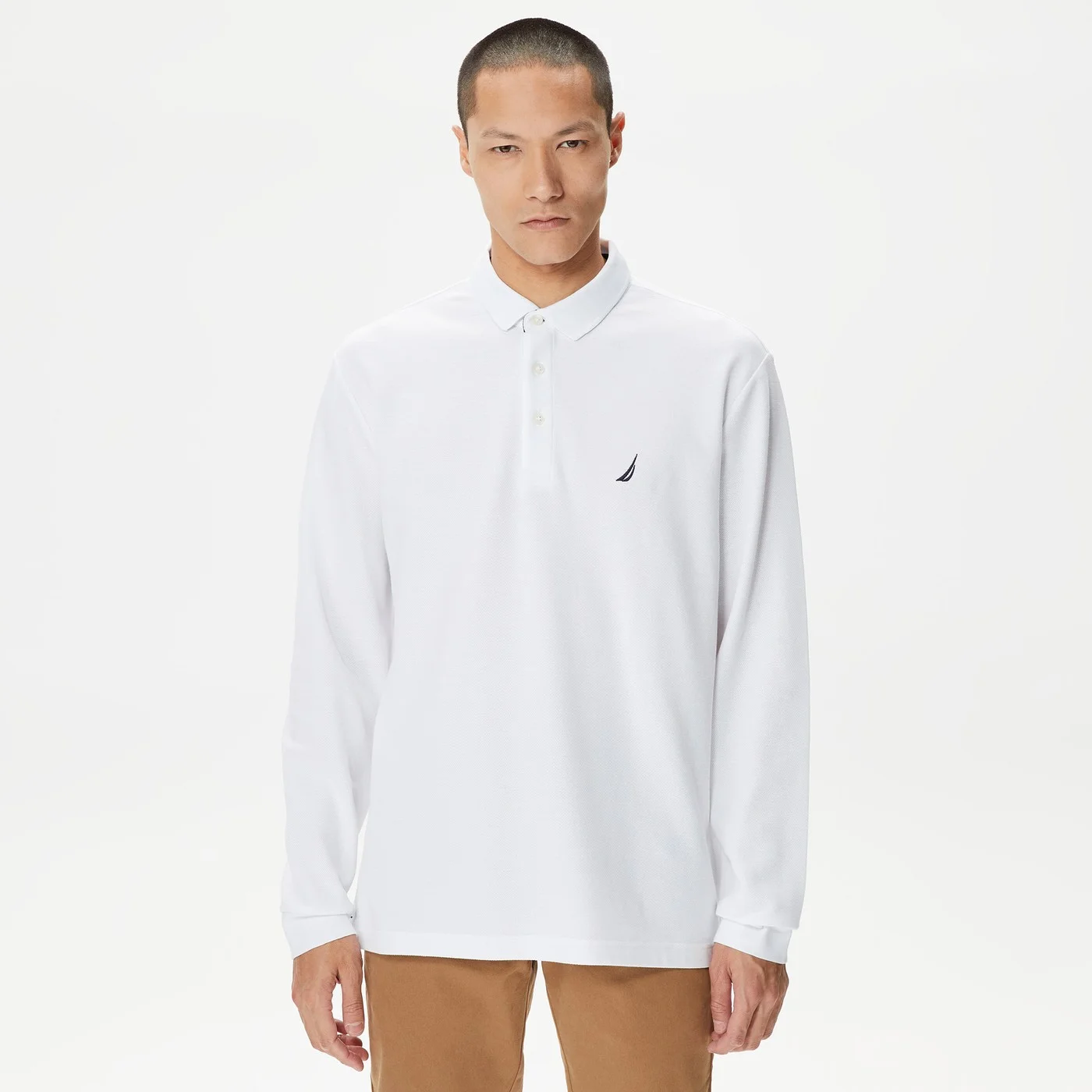Erkek Classic Fit Uzun Kollu Polo - Beyaz - Nautica