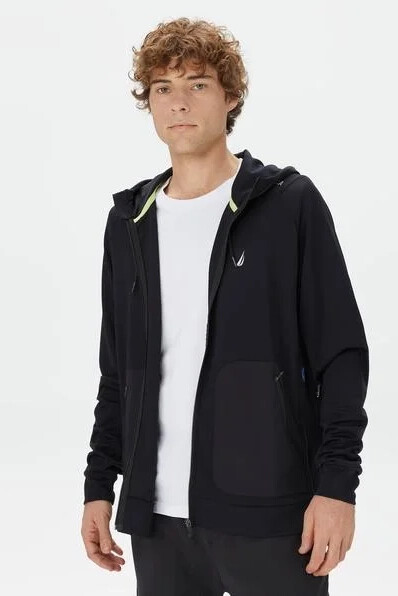 Erkek Nautica Standart Fit Kapüşonlu Sweatshirt - Siyah - Nautica