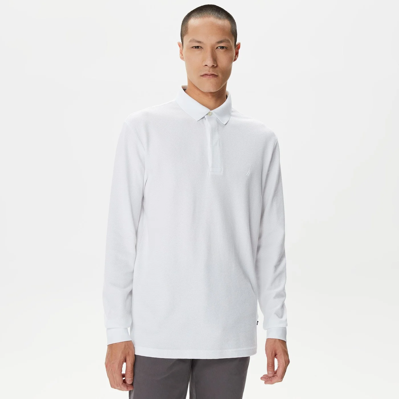 Erkek Slim Fit Uzun Kollu Polo - Beyaz - Nautica