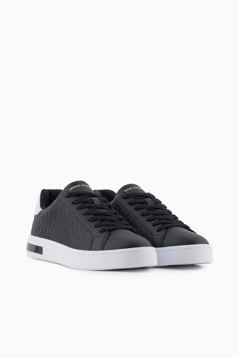 Erkek Yanı Dokulu Logo Detaylı Sneaker - Siyah - Armani Exchange