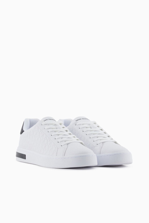 Erkek Yanı Dokulu Logo Detaylı Sneaker - Beyaz 