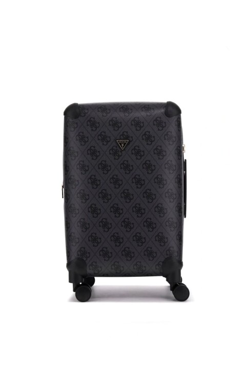 Unisex Berta Monogram Desenli 4 Tekerlekli Orta Boy Valiz - Antrasit - Guess