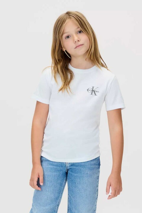 Unisex Çocuk Chest Monologo Ss T-Shirt - Beyaz - Calvin Klein