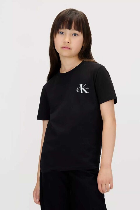 Unisex Çocuk Chest Monologo Ss T-Shirt - Siyah - Calvin Klein
