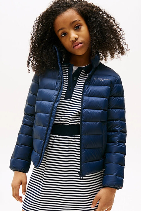 Unisex Çocuk Dik Yaka Hafif Şişme Mont - Lacivert - Tommy Hilfiger