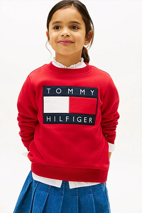 Unisex Çocuk Heritage Flag Sweatshirt - Kırmızı - Tommy Hilfiger