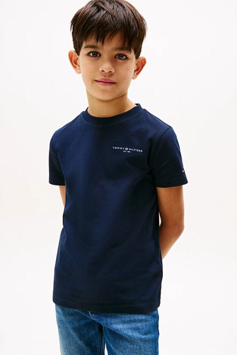 Unisex Çocuk Logo Baskılı Kısa Kollu T-Shirt – Lacivert 