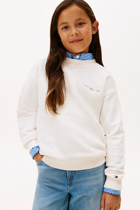 Unisex Çocuk Logolu Bisiklet Yaka Sweatshirt - Kırık Beyaz - Tommy Hilfiger