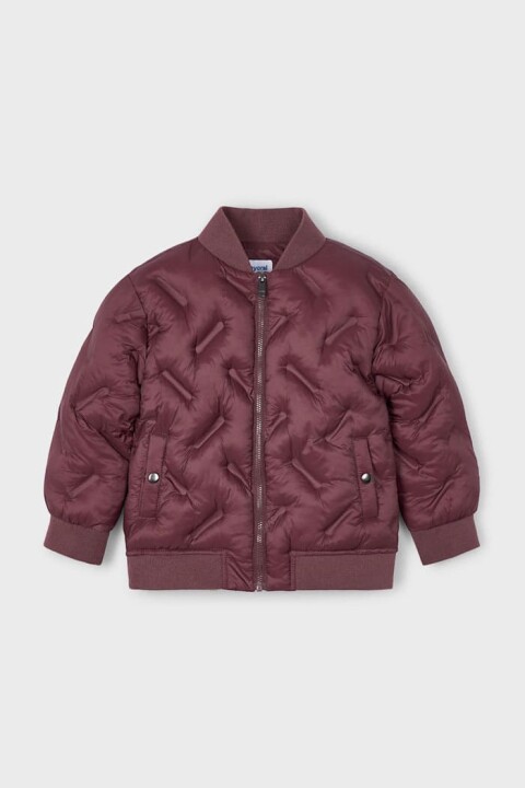 Unisex Çocuk Normal Kalıp Kapitone Dolgulu Bomber Ceket - Mürdüm 