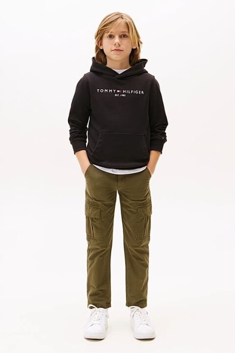 Unisex Çocuk Th Essential Hoodie Kapüşonlu Sweatshirt - Siyah - Tommy Hilfiger