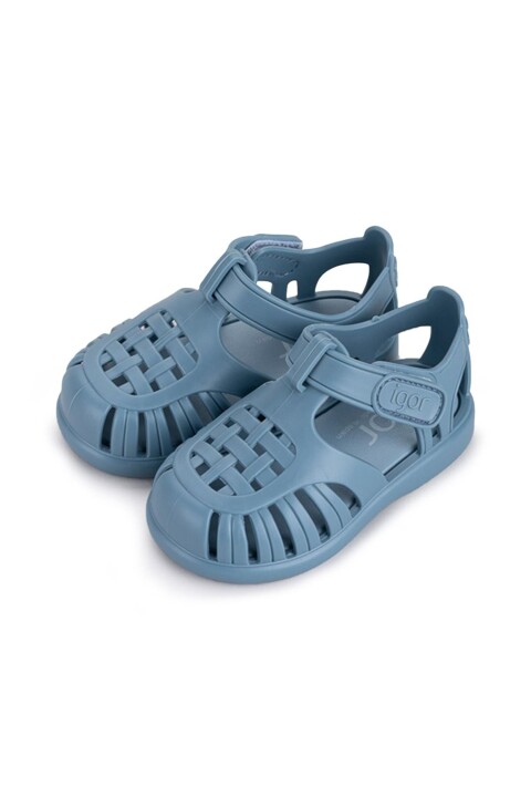 Unisex Çocuk Tobby Solid Cırt Cırtlı Sandalet - Mavi - İGOR