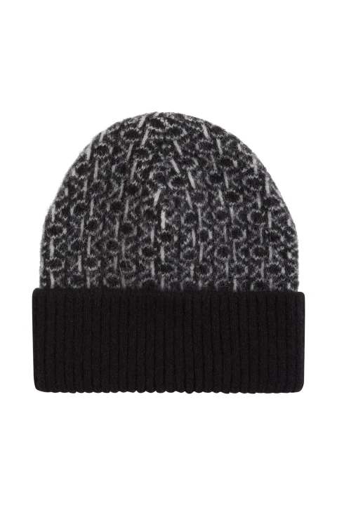 Unisex Monogram Katlanabilir Bere - Siyah 