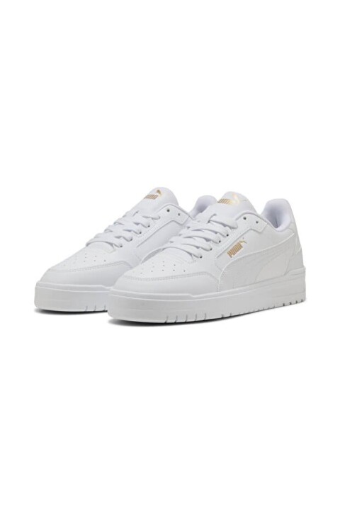 Unisex Shuffle Downtown Retro Gold Detaylı Sneaker - Beyaz - PUMA