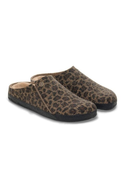 Unisex Zermatt Shearling Wo Leopar Terlik - Kahverengi - Birkenstock
